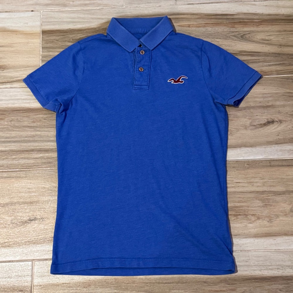 Hollister California Mens Blue Short Sleeve Logo Polo Shirt Large